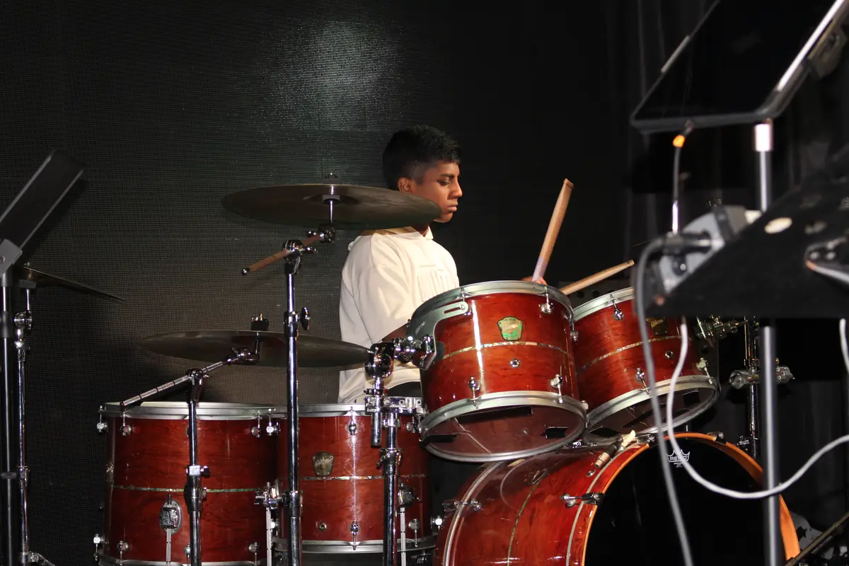 Drummer performing at Open Day 2025